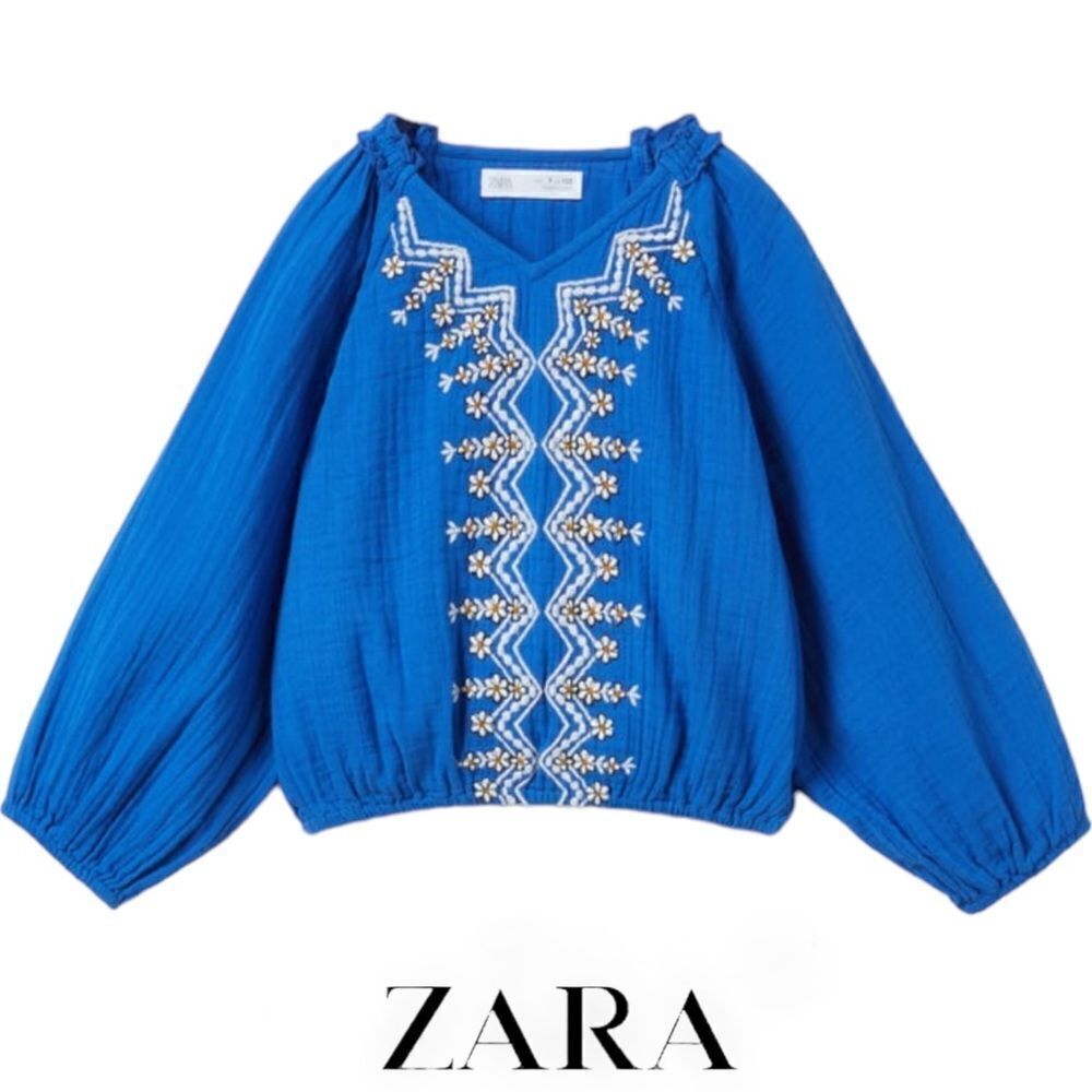 ZARA Kids | Indigo | EMBROIDERED STRUCTURED BLOUSE